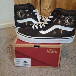 Vans Black and White High-Top Sneakers with Classic Stripe